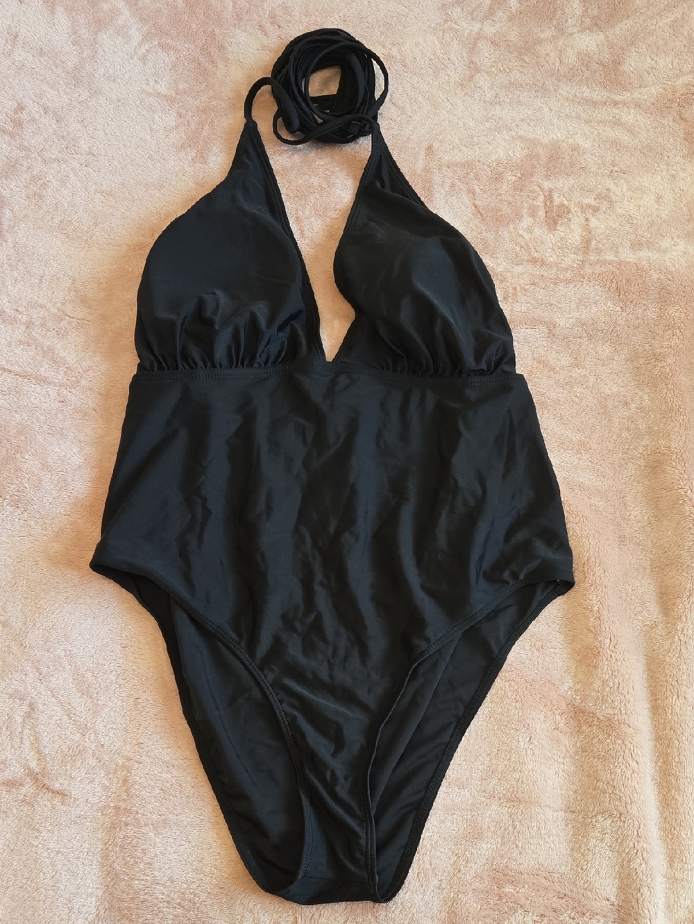 Maternity Black Halter One-Piece Swimsuit - L